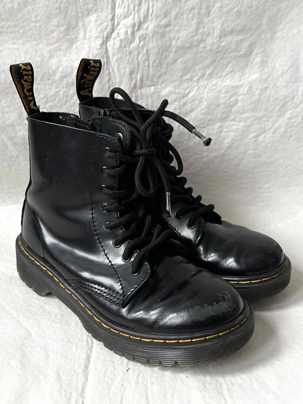 Dr Martens Boots 1460 Pascal Bex J black leather zip up kids size 2 combat docs